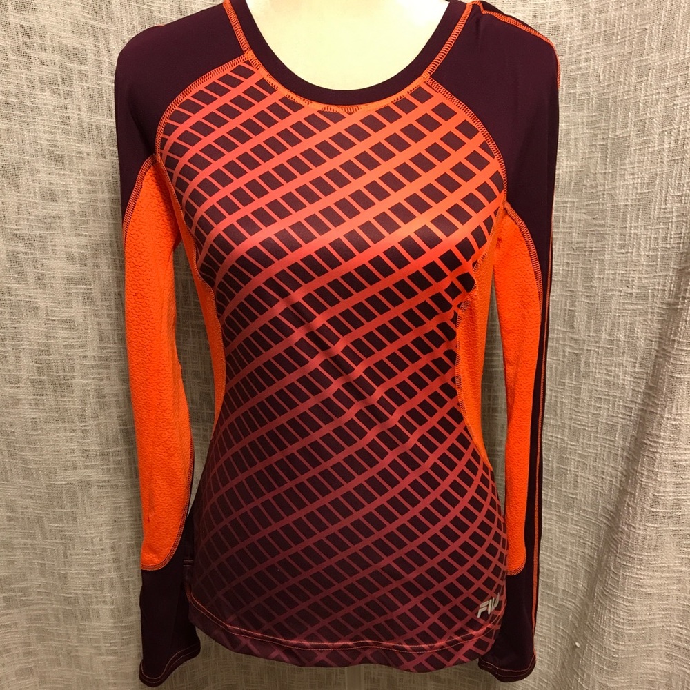 Purple Orange Running Athletic Shirt Long Sleeves